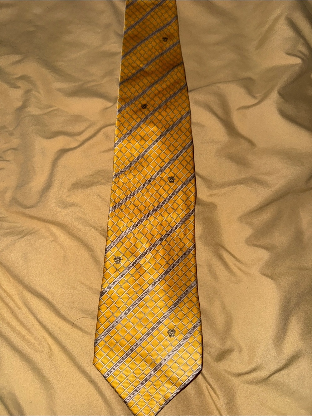 Gianni Versace Yellow Patterned Men's Silk Tie